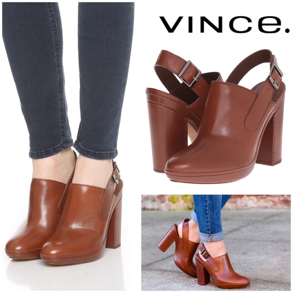 Vince Shoes - Vince Talya leather slingback clog mules- Saddle 8